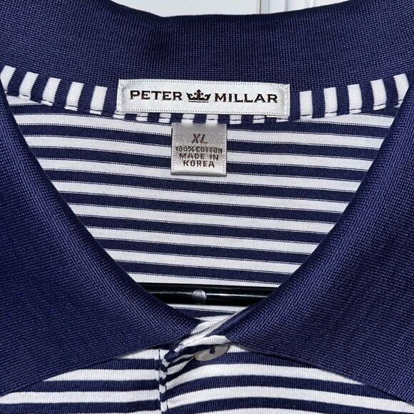 Peter Millar Beechcraft Airplane Aircraft Pilot Tennis Golf Polo Shirt XL Blue - Picture 3 of 6